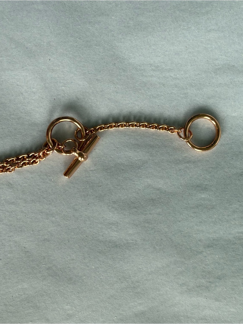 Hermes: Rose Gold Plated Mini Maillon Pendant Necklace (small model) Creme - Picture 7 of 8